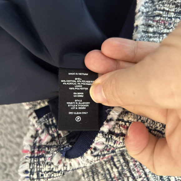 Theory Skirt 6 Small Mini Tweed Knit Raw Hem Exposed Zip Black White Red Boho - Picture 10 of 14